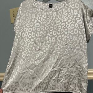 SHEIN Silver Leopard Print Blouse